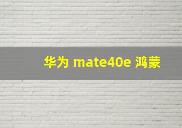 华为 mate40e 鸿蒙